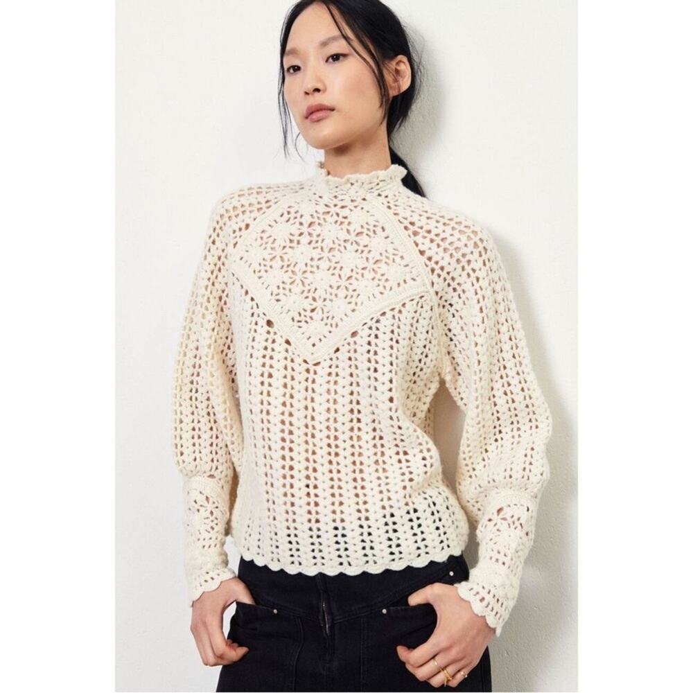 ba&sh Cream Crochet Aste Sweater Size XS